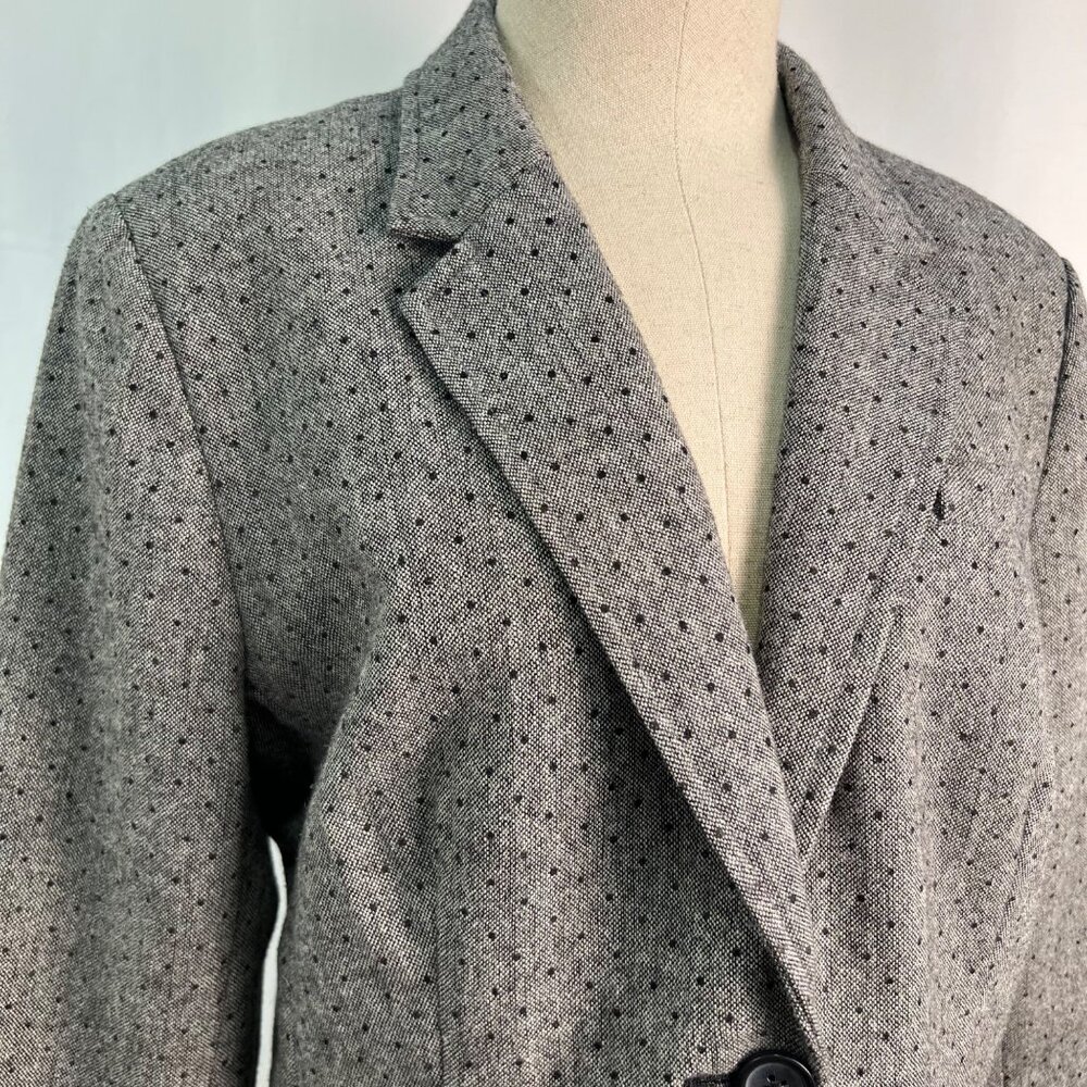 BANANA REPUBLIC Gray Wool Blend Dotted Pattern 3/4 Sleeve Blazer Size 14 - Picture 3 of 8